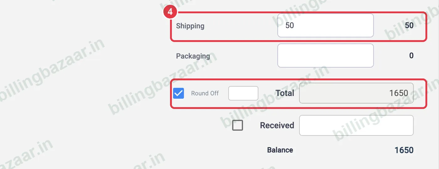 Vyapar invoice with shipping charge