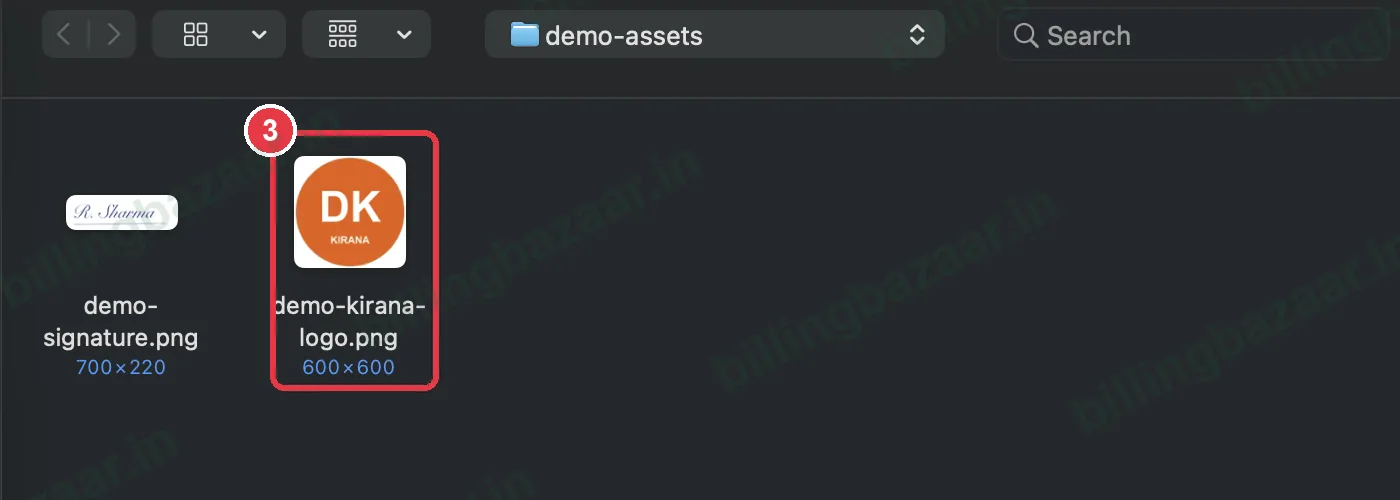 File picker showing a logo image to select