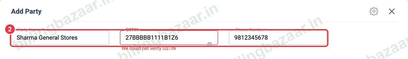 Vyapar Add Party with name, GSTIN and phone number