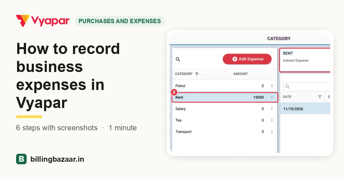 How to record business expenses in Vyapar
