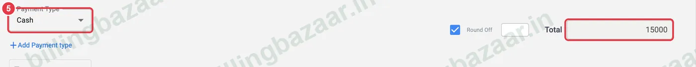 Vyapar expense payment type and total