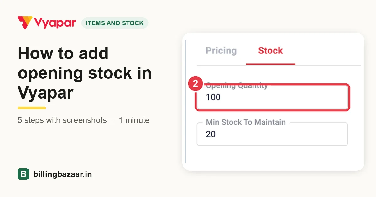 How to add opening stock in Vyapar