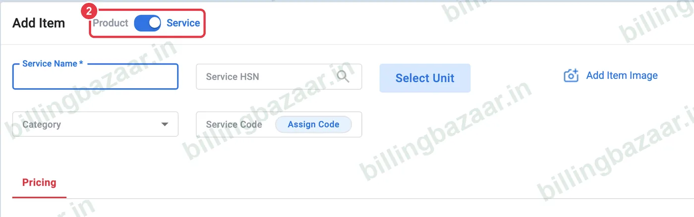 Vyapar Add Item with Service toggle