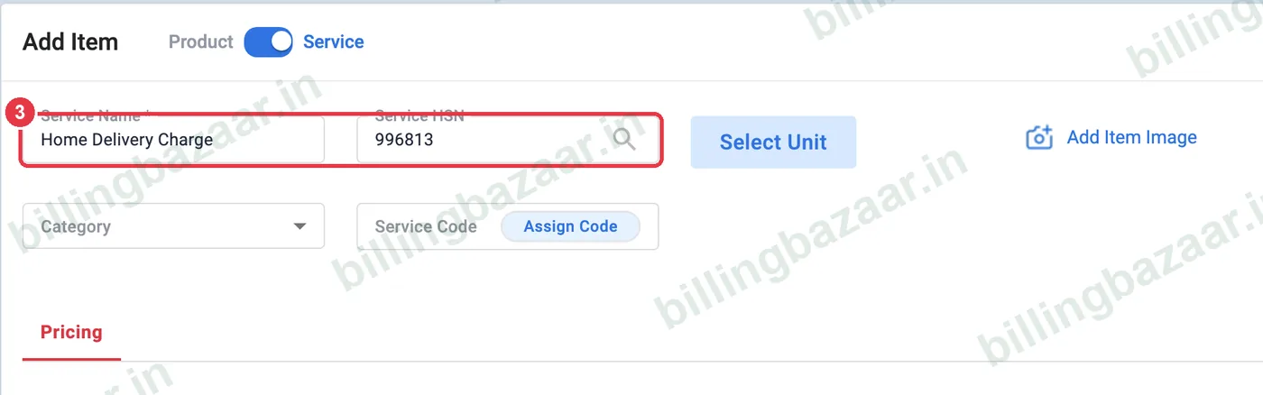 Vyapar service name and SAC code