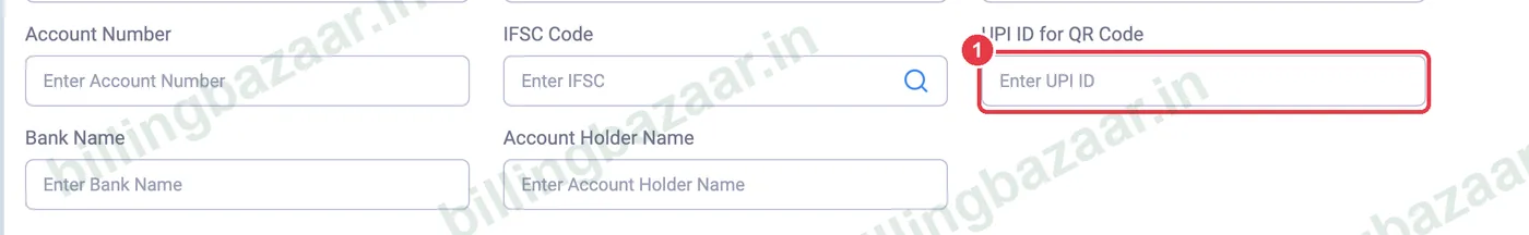 Vyapar bank account UPI ID field