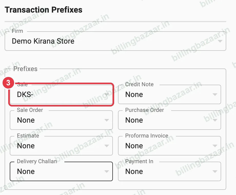 Vyapar sale prefix set to DKS-