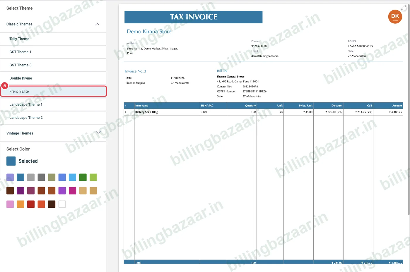 Vyapar French Elite invoice theme
