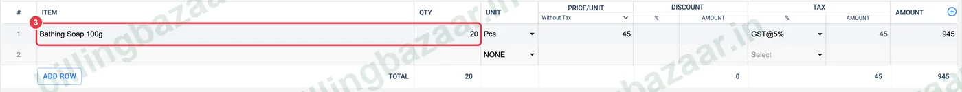 Vyapar delivery challan item and quantity