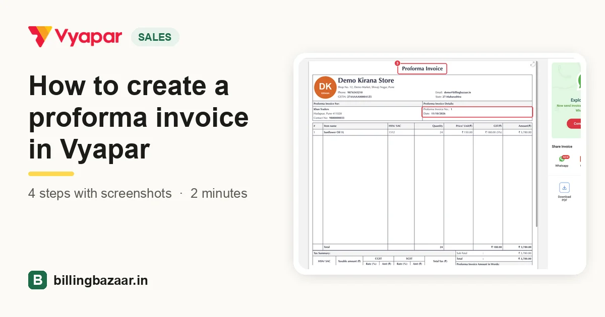 How to create a proforma invoice in Vyapar
