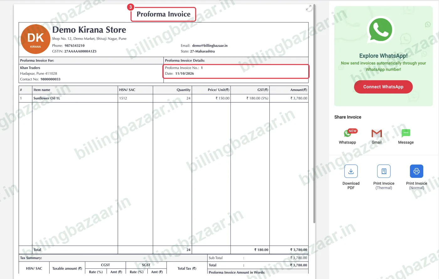Vyapar proforma invoice preview