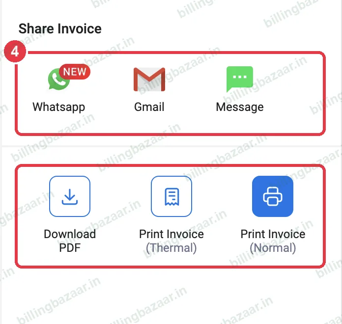 Vyapar proforma invoice share and print options