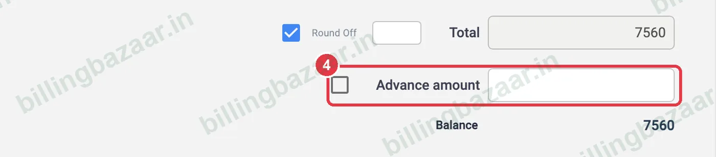 Vyapar purchase order advance amount