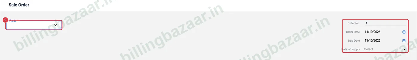 Vyapar sale order with party, order number and due date