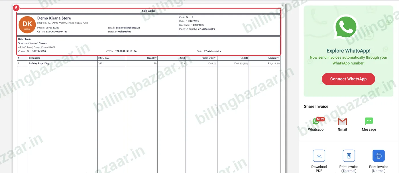 Vyapar sale order preview