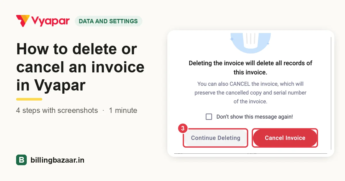 How to delete or cancel an invoice in Vyapar