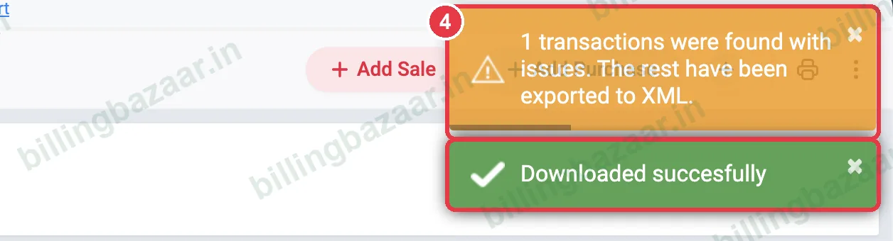 Vyapar exported to XML message