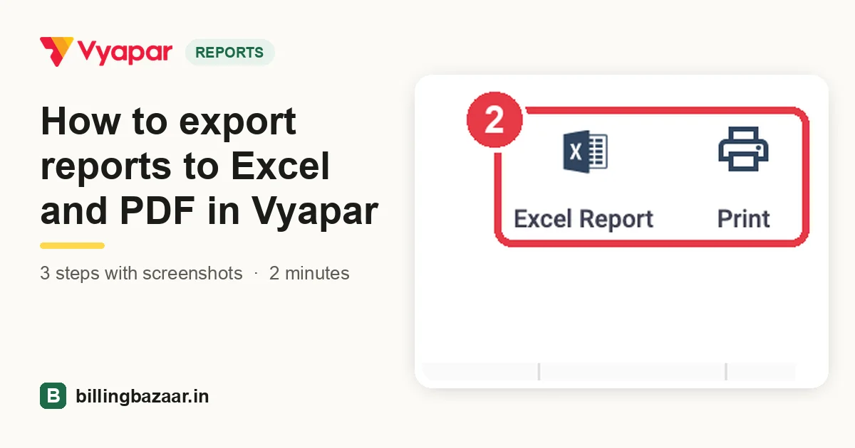 How to export reports to Excel and PDF in Vyapar
