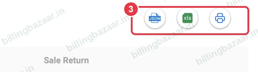Vyapar GSTR-1 JSON, Excel and print icons