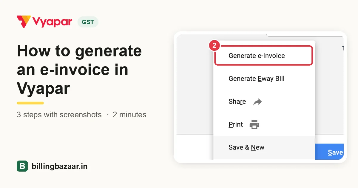 How to generate an e-invoice in Vyapar