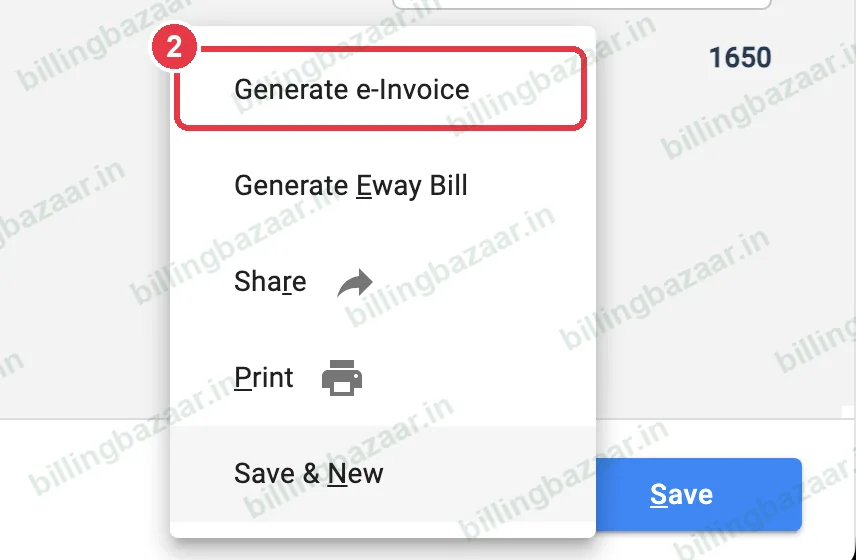 Vyapar e-invoice menu