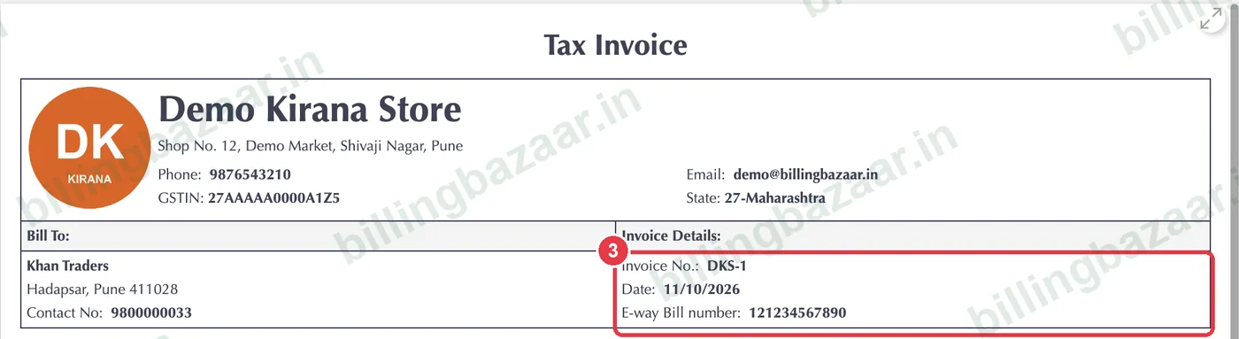 Vyapar tax invoice details