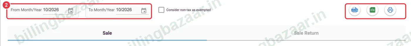Vyapar GSTR-1 month range and export buttons