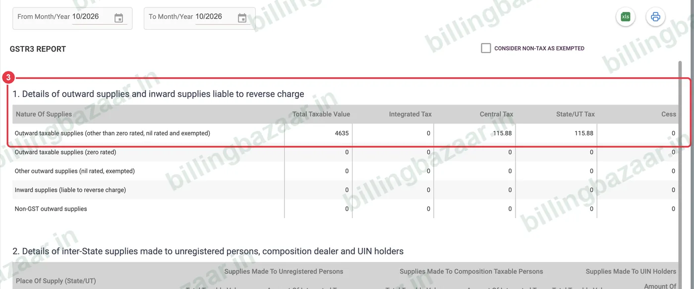 Vyapar GSTR-3B outward supplies and tax