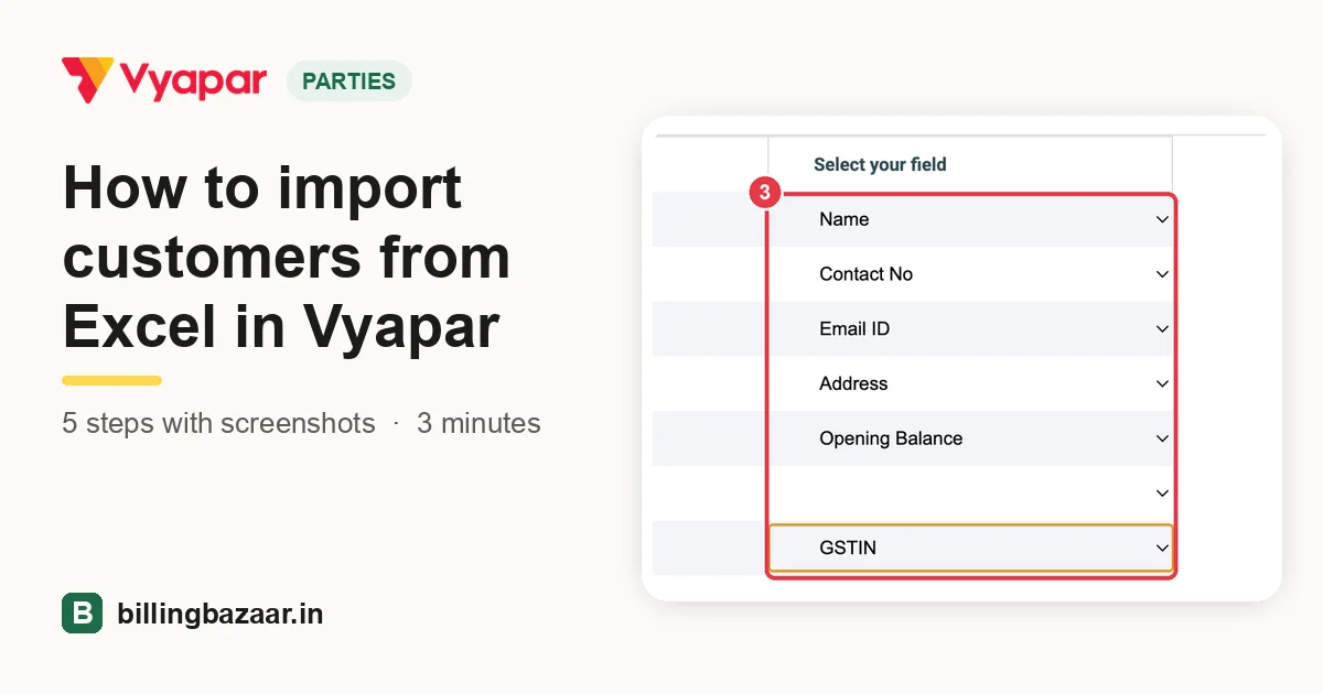 How to import customers from Excel in Vyapar