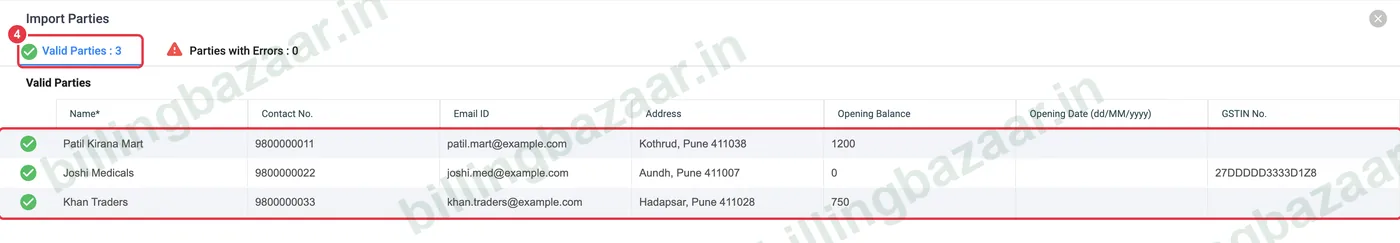 Vyapar import parties valid list