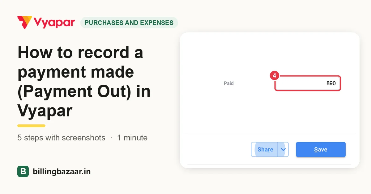 How to record a payment made (Payment Out) in Vyapar