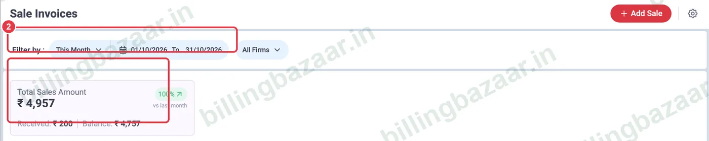 Vyapar sale report filters and totals