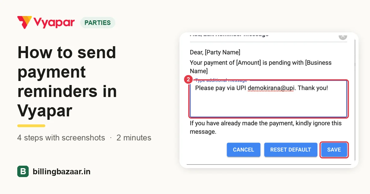 How to send payment reminders in Vyapar
