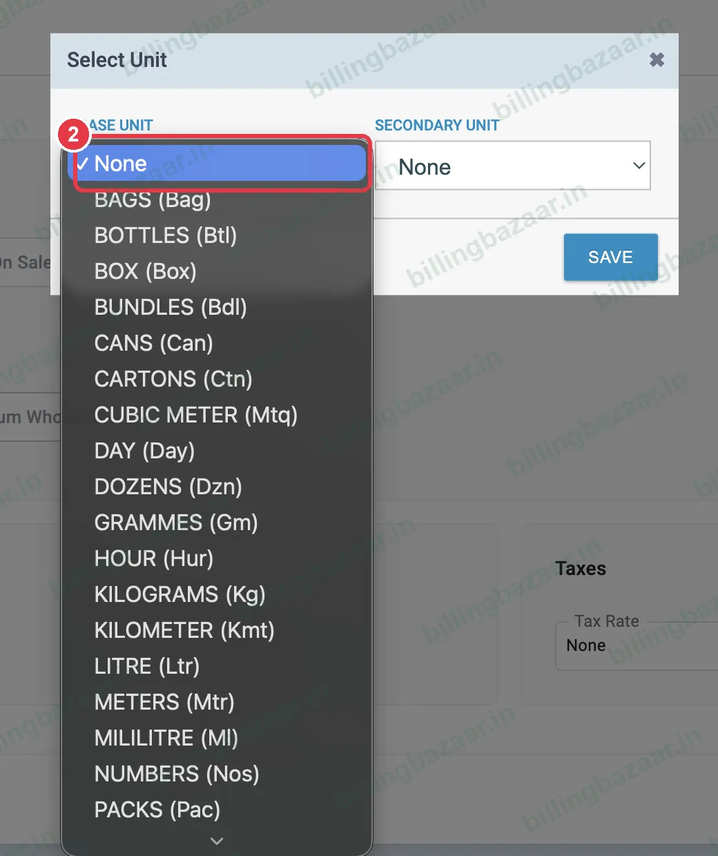 Vyapar base unit list