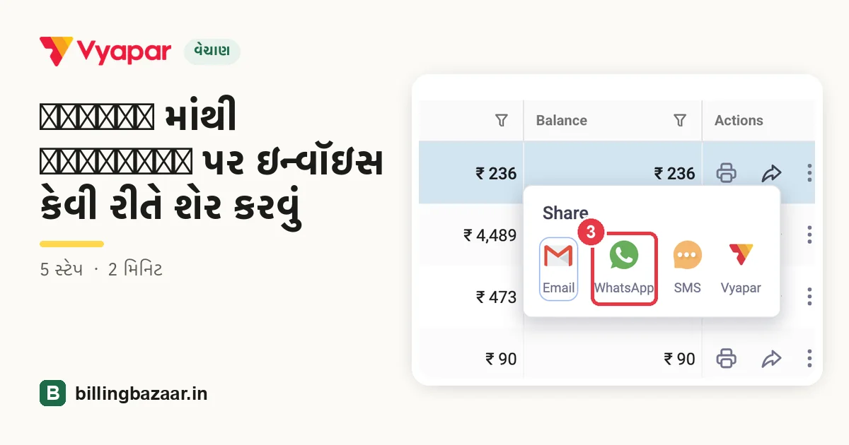 Vyapar માંથી WhatsApp પર ઇન્વૉઇસ કેવી રીતે શેર કરવું