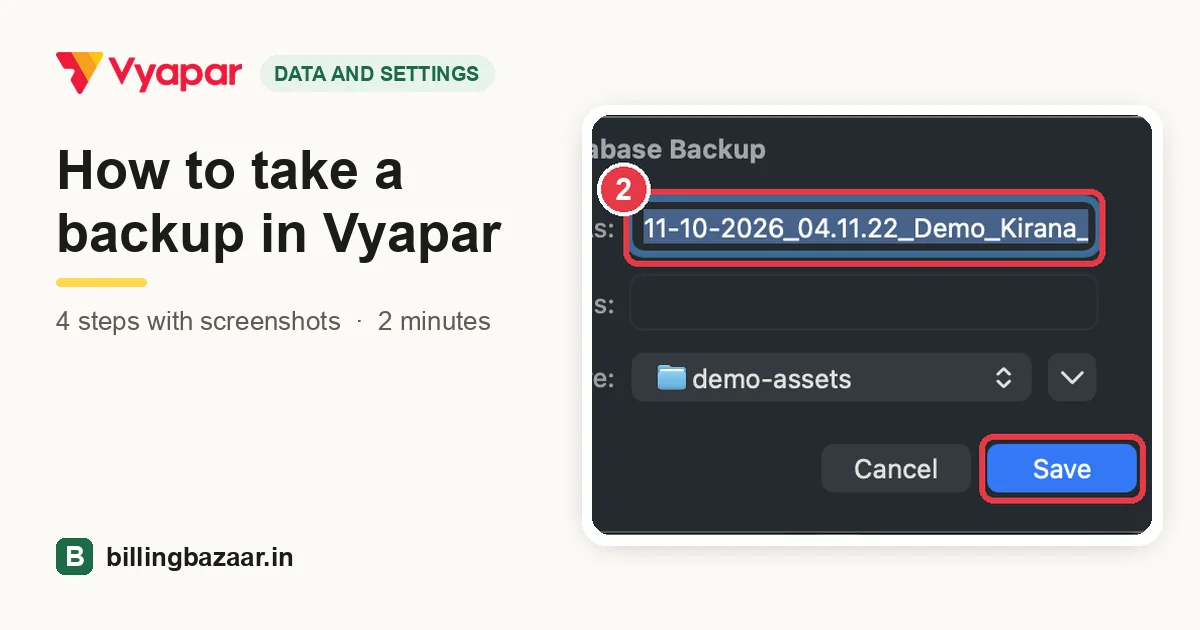 How to take a backup in Vyapar