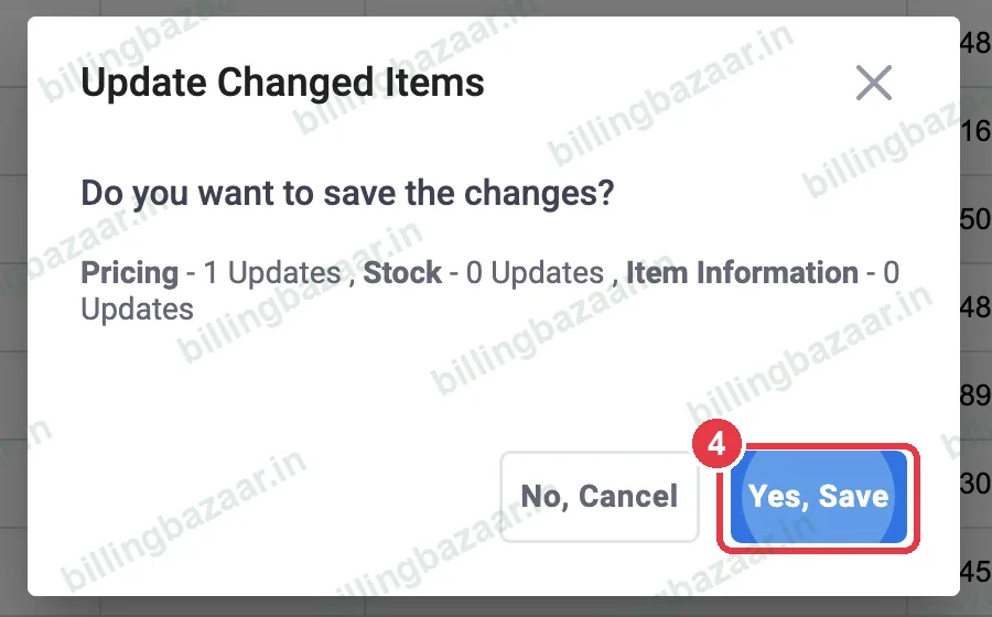 Vyapar update changed items confirmation